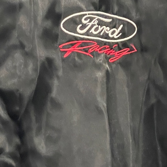 Ford Racing Men's Medium Satin Jacket Snap Button Up Black USA Made vintage - Picture 4 of 10